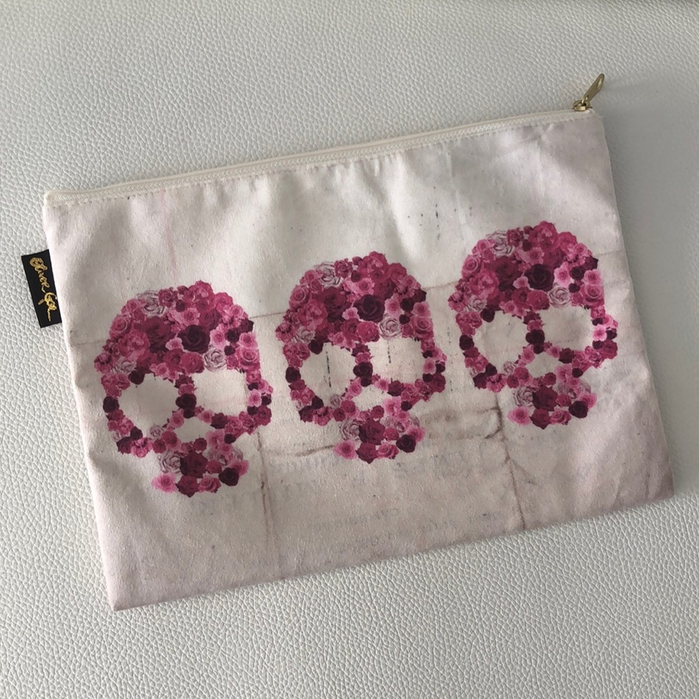 Oliver Gal Artist Co. Strawberry Skull Clutch